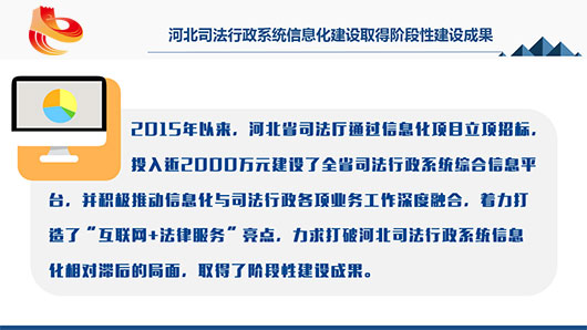河北司法行政系統(tǒng)信息化建設(shè)取得階段性建設(shè)成果。